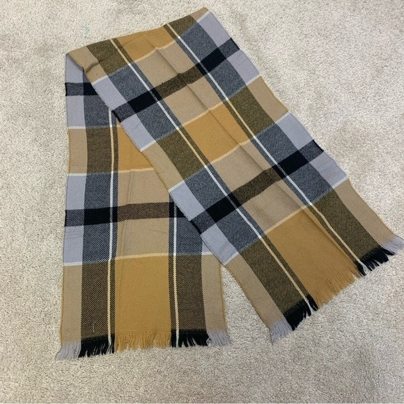 CAMEL brown gray black plaid check unisex fall winter wool scarf🔥 - Picture 2 of 7